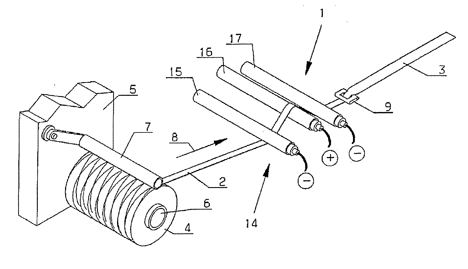 Device and method for spreading a carbon fiber hank