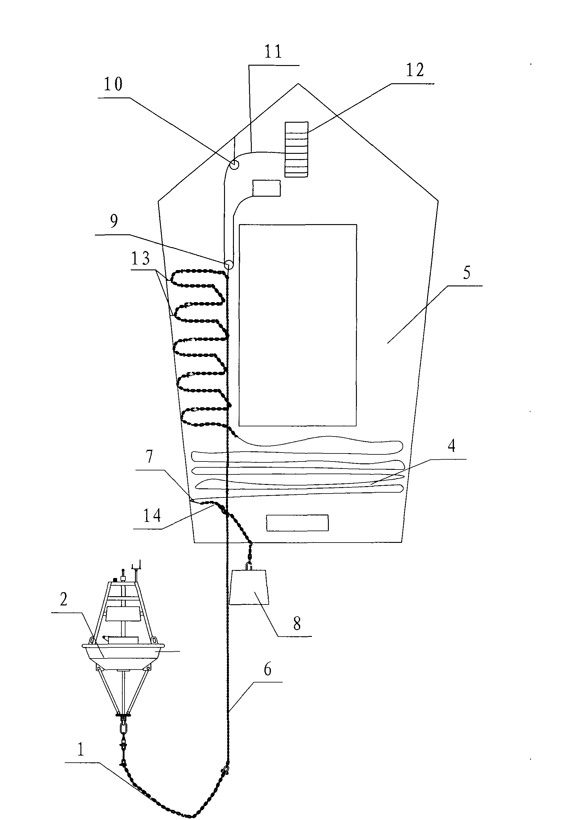 Anchoring ocean observation and research buoy laying system and method based on small-sized ship