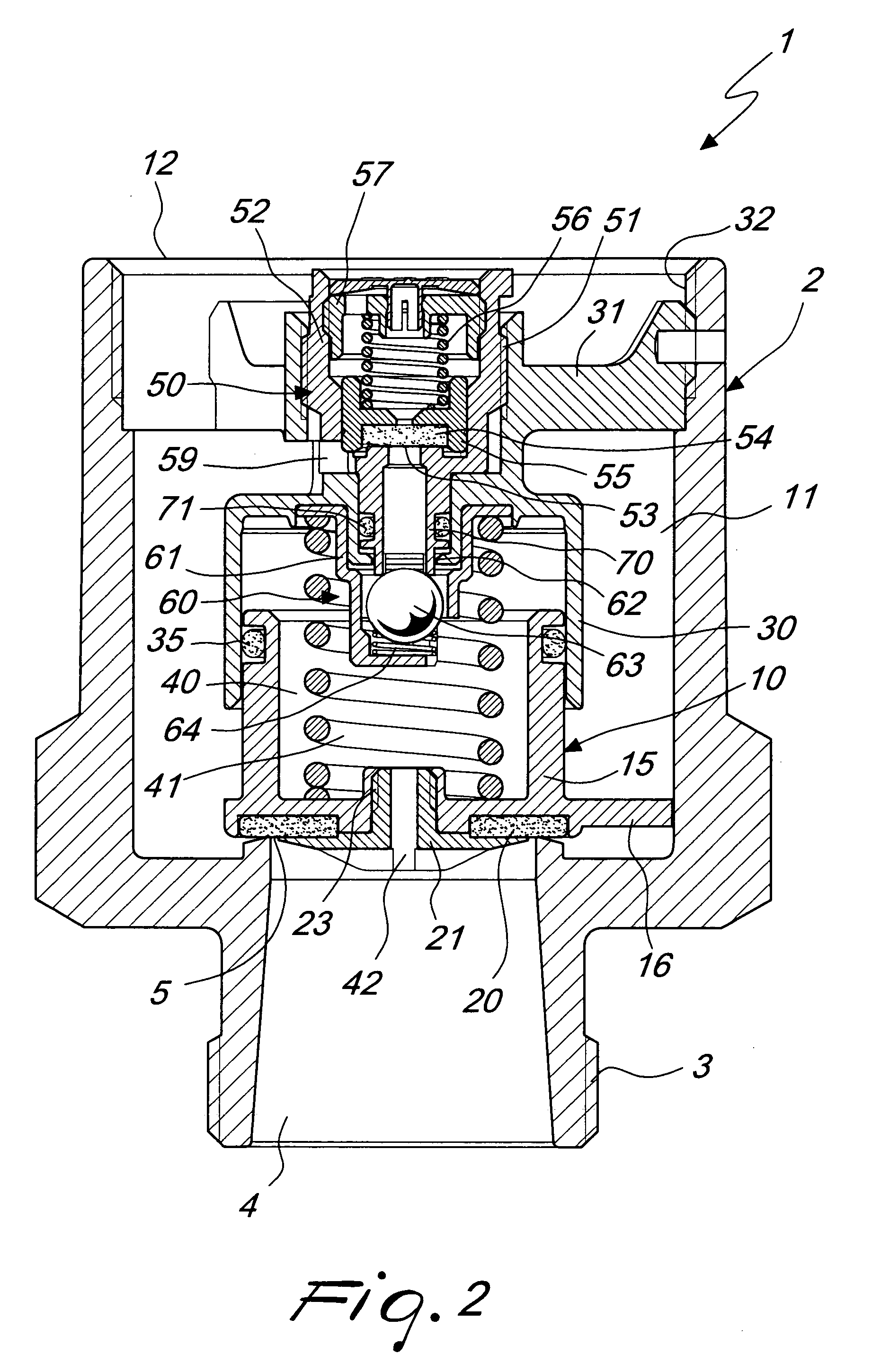 Spring-loaded pressure relief valve, particularly for containers of pressurized fluids