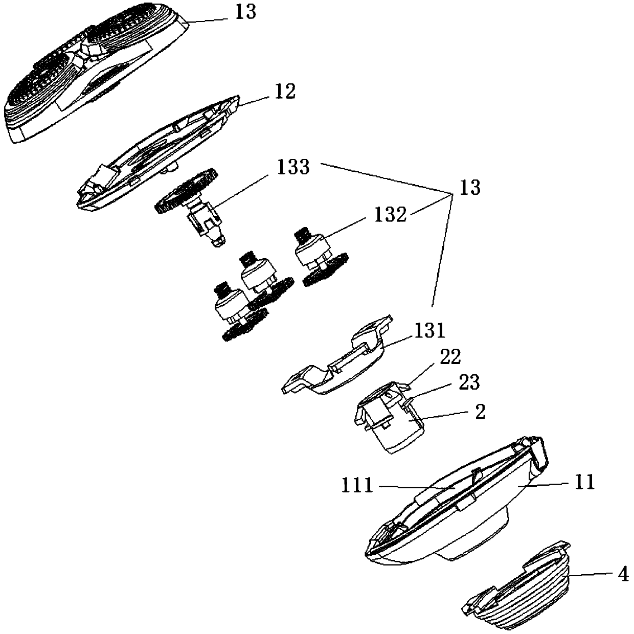 Head of detachable shaver and connecting structure thereof