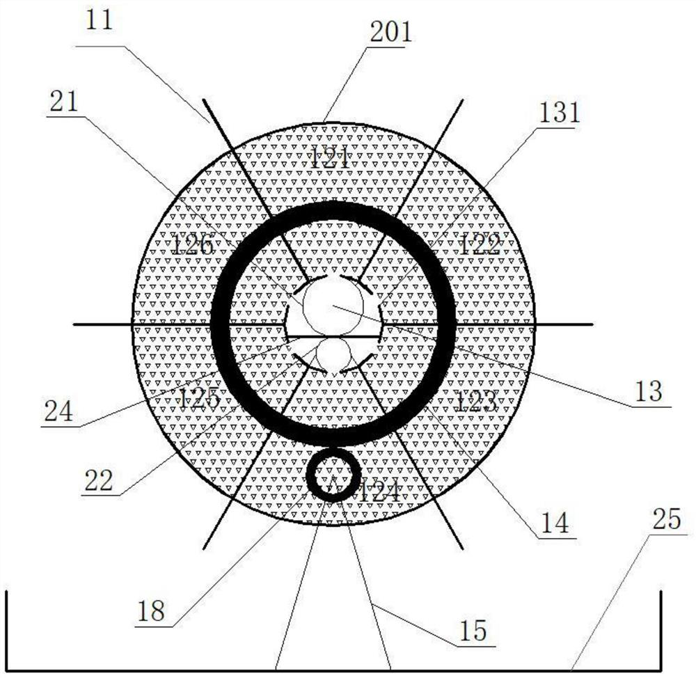 High-salinity wastewater treatment system coupling flow storage purification and flow expansion flushing