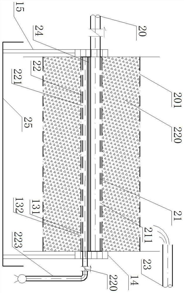 High-salinity wastewater treatment system coupling flow storage purification and flow expansion flushing