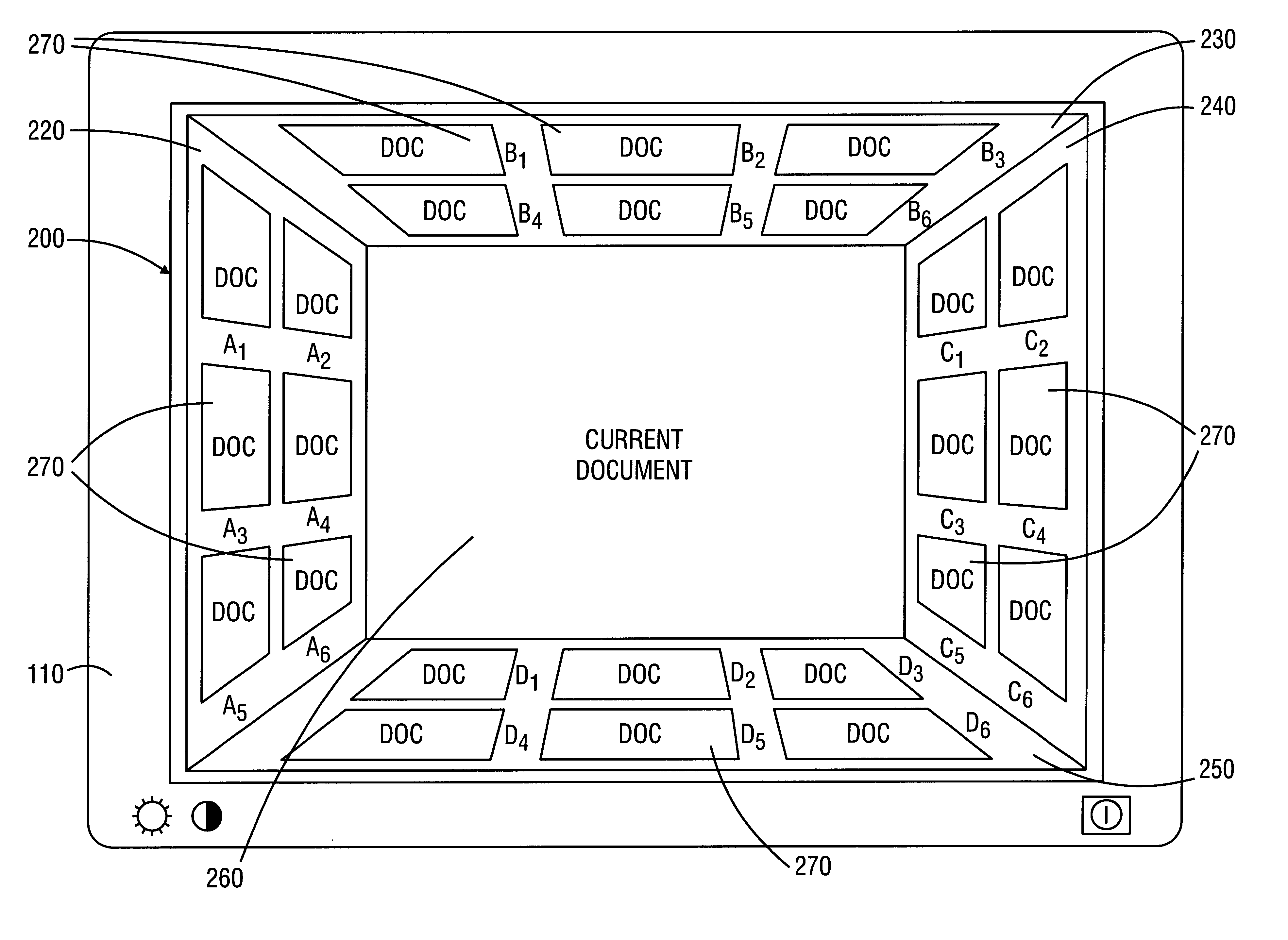 Method and apparatus for displaying miniaturized graphical representations of documents for alternative viewing selection
