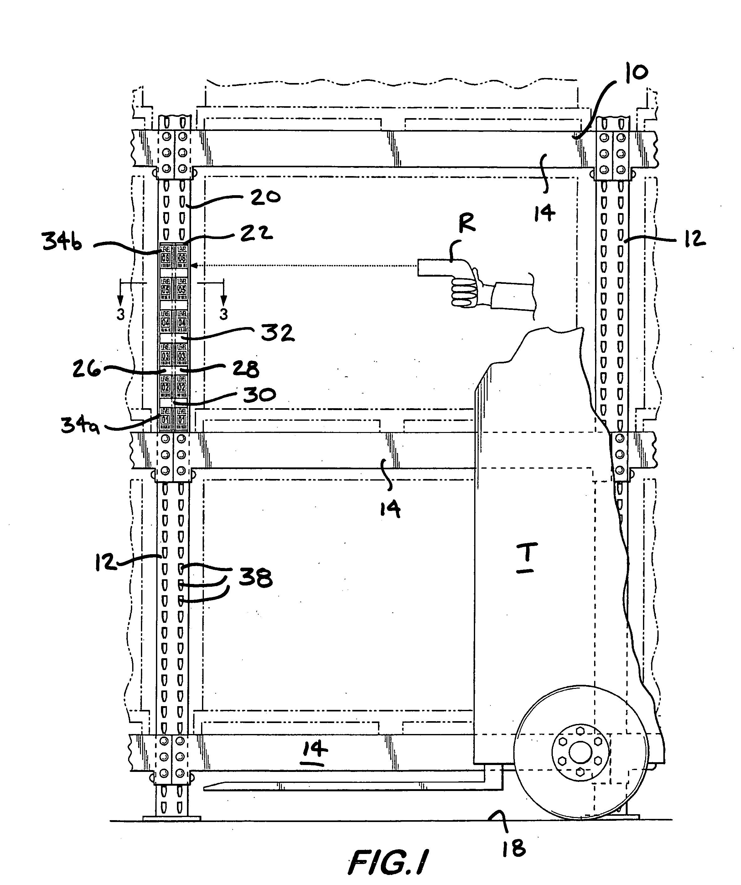 Method and apparatus for facilitating bar-code scanning of rack contents using rack column mounted display