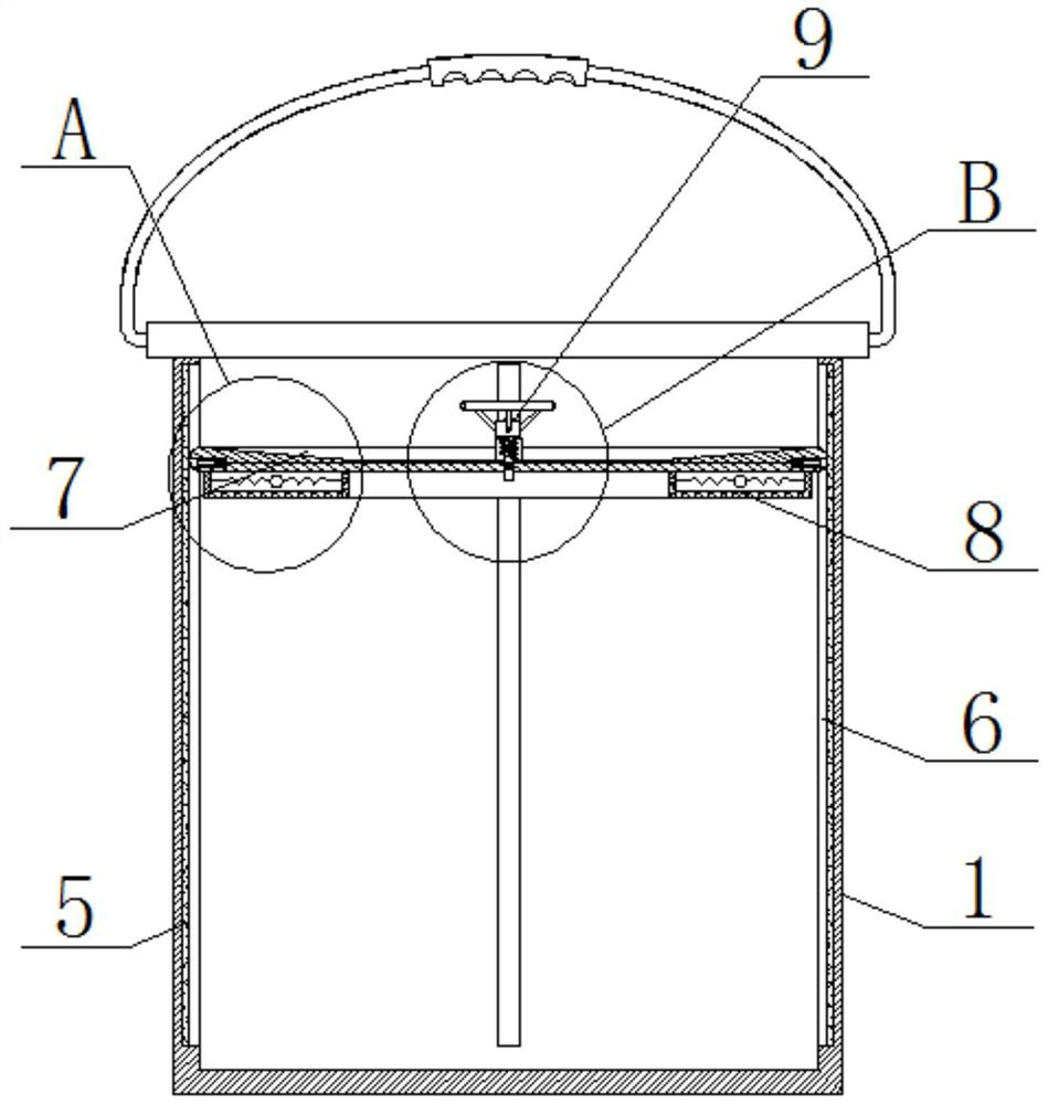 Bucket and anti-shake device inside the bucket