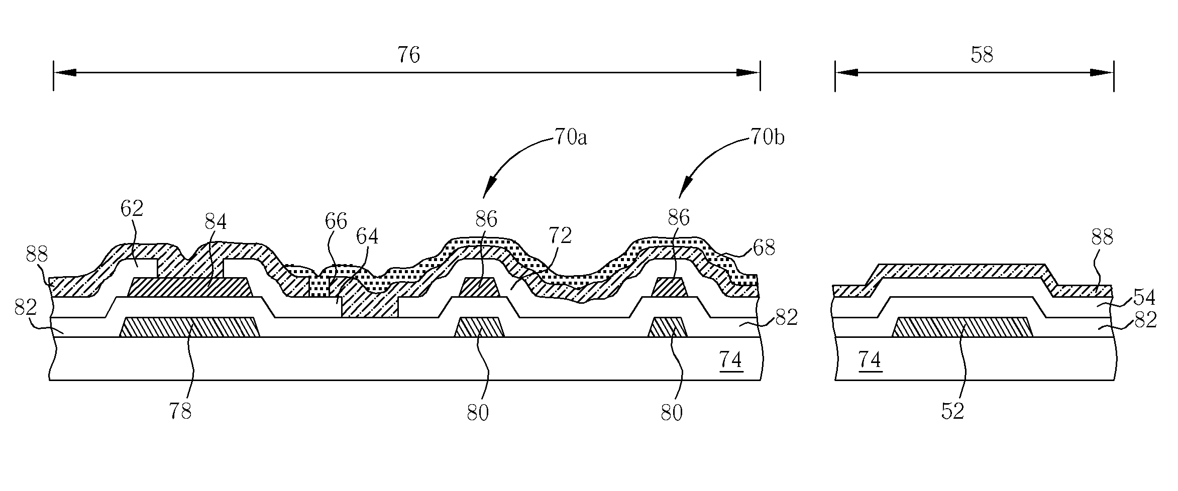 TFT LCD and fabricating method thereof having particular reflection bumps with stacked structure