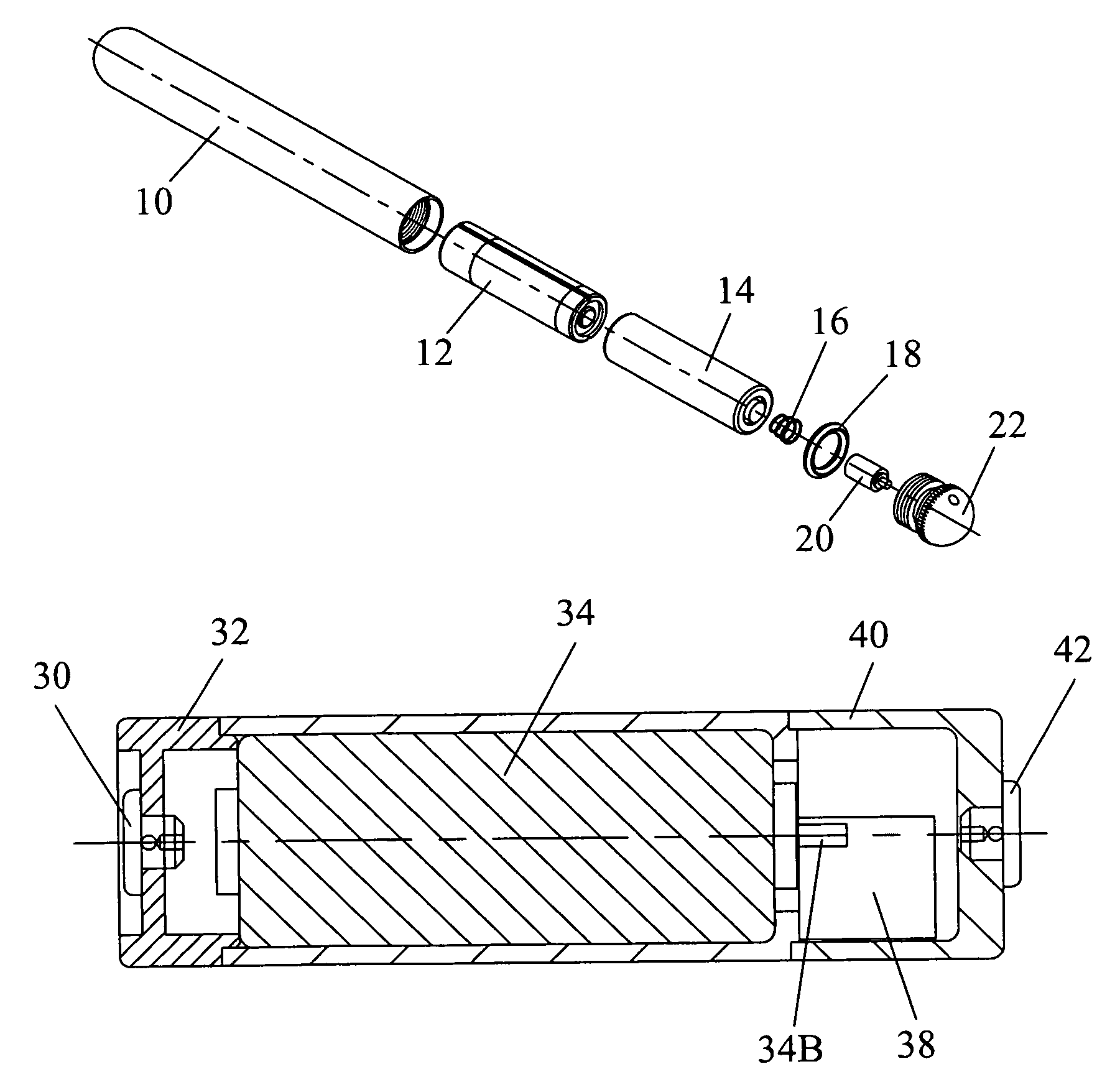 Personal vibrator with replaceable motor having the appearance of a battery