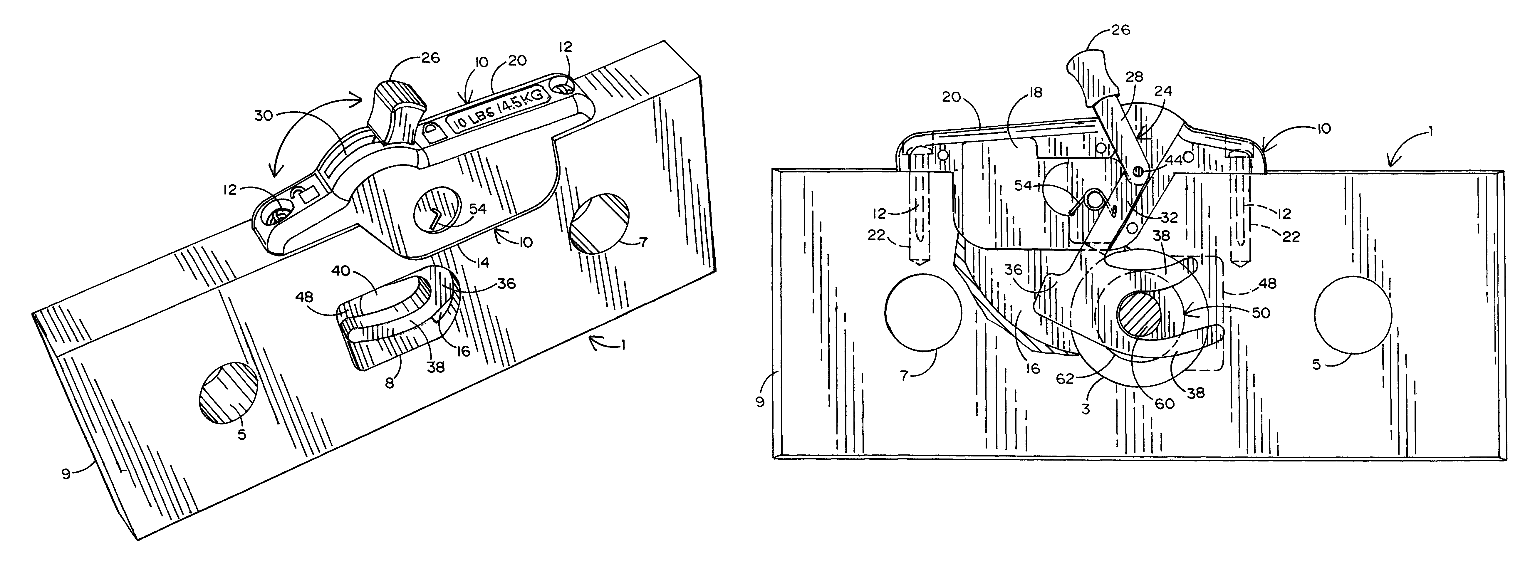 Weight plate with center post locking cartridge and locking fork