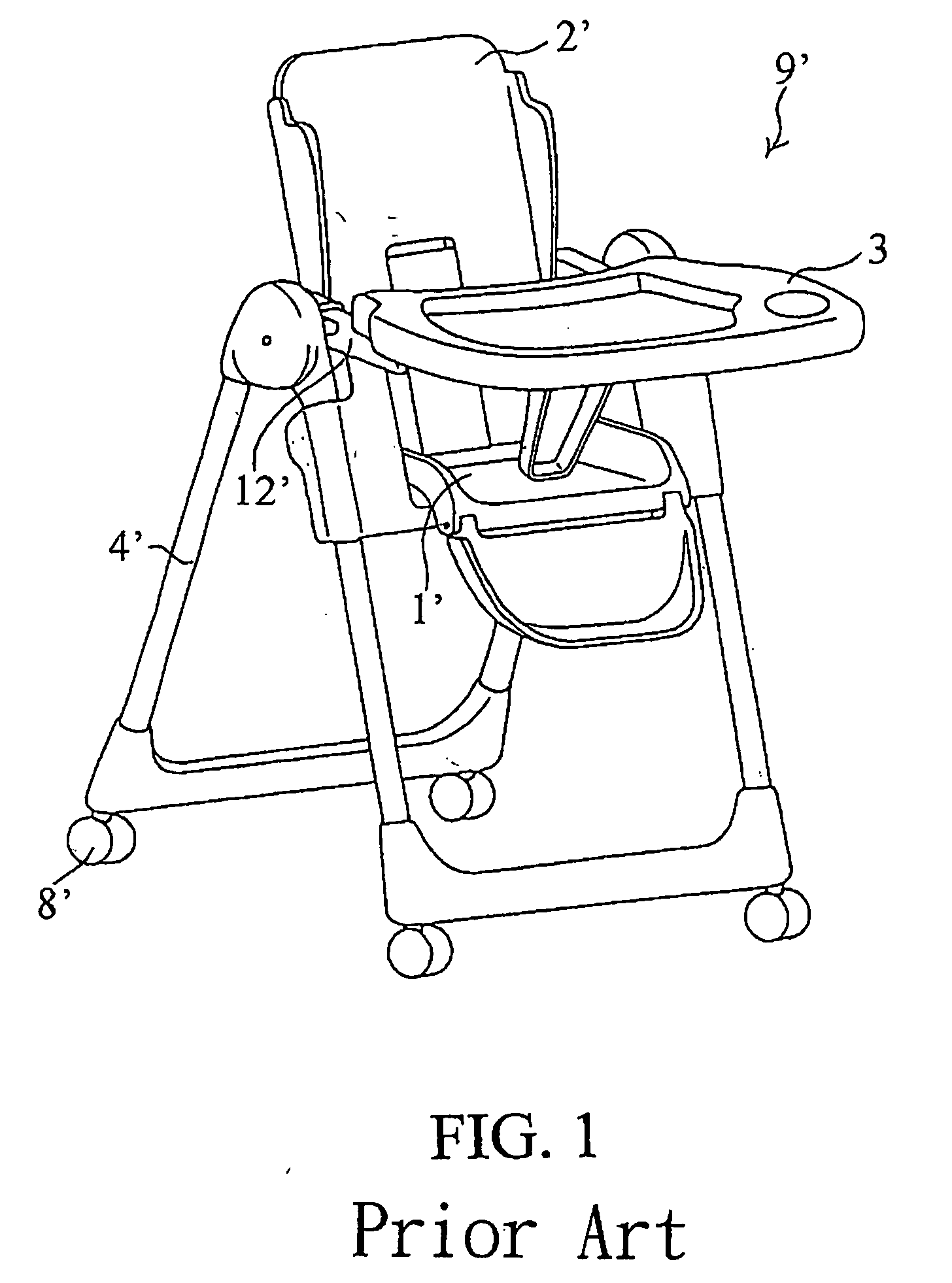 Collapsible high chair for children