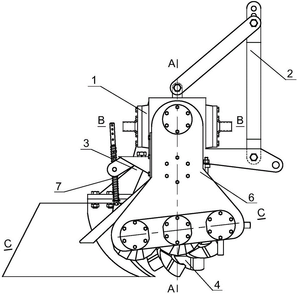 Chain driven multi-shaft shallow-ploughing and furrowing device