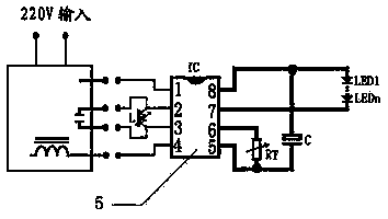 IC chip and control circuit of LED directly driven by electronic ballast