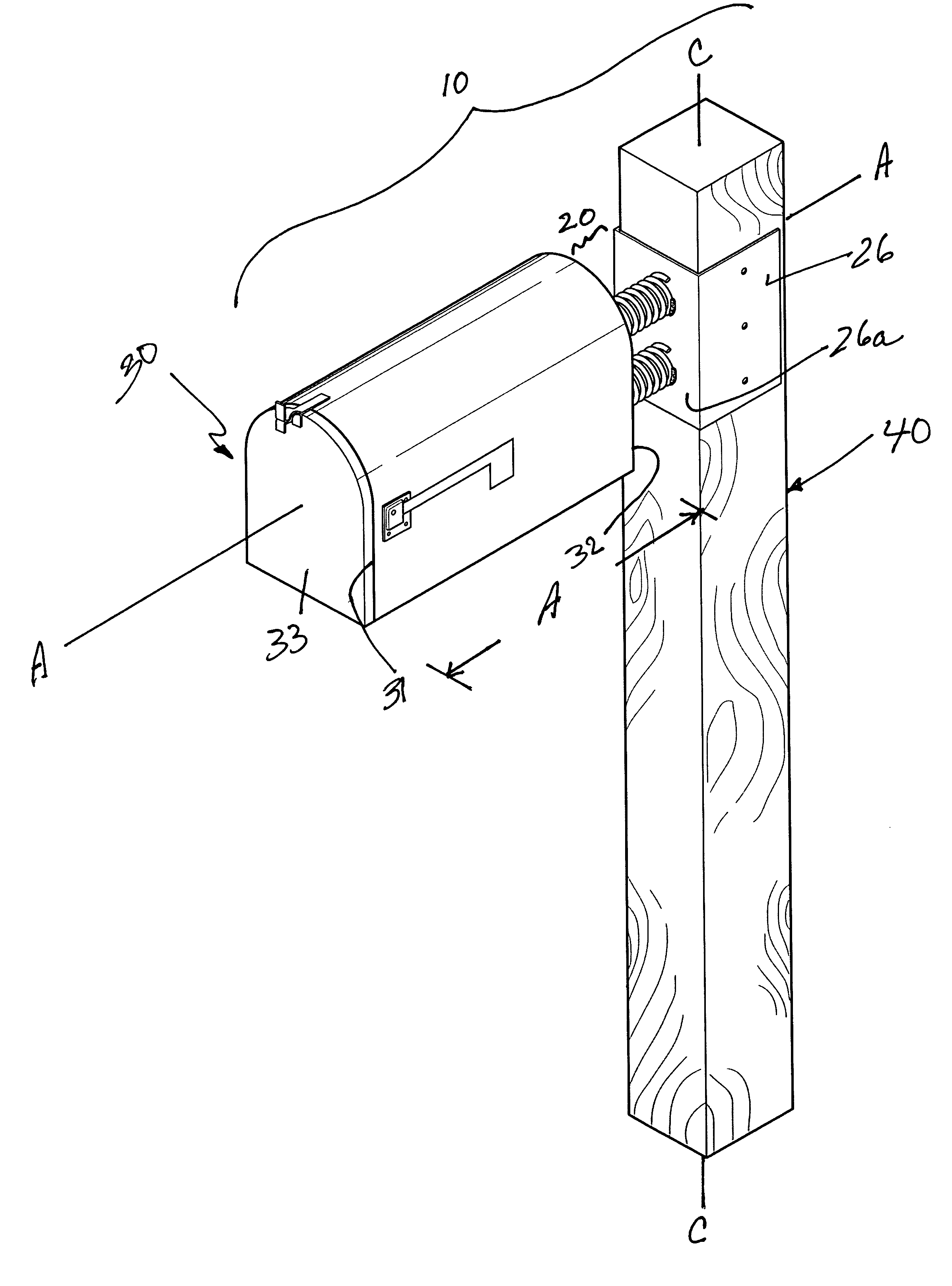 Damage resistant mailbox support structure