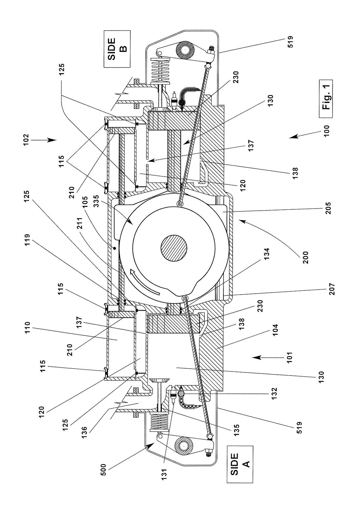 Opposed piston internal combustion engine with inviscid layer sealing