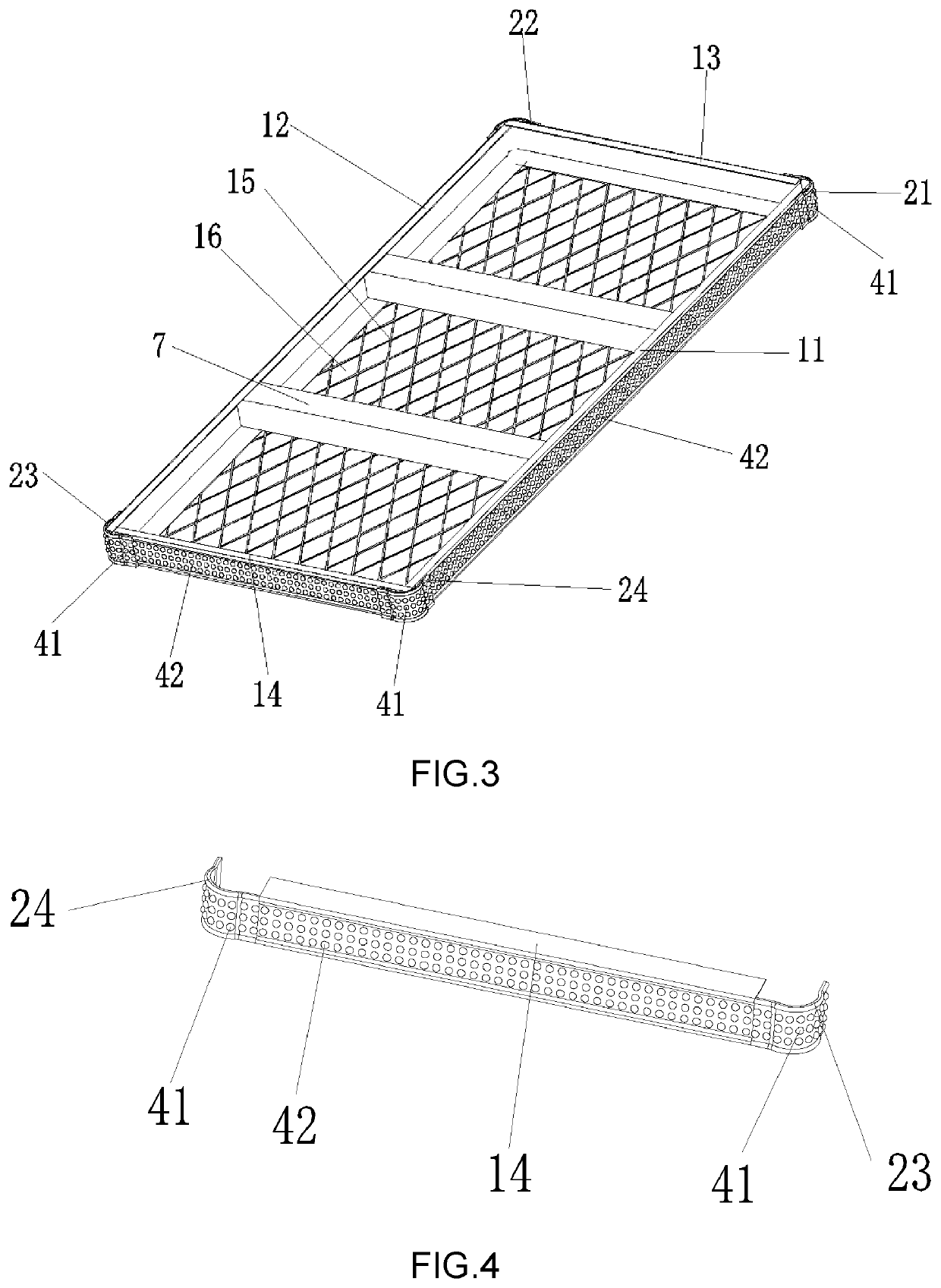 Storage mesh plate having reinforced protection and decoration function