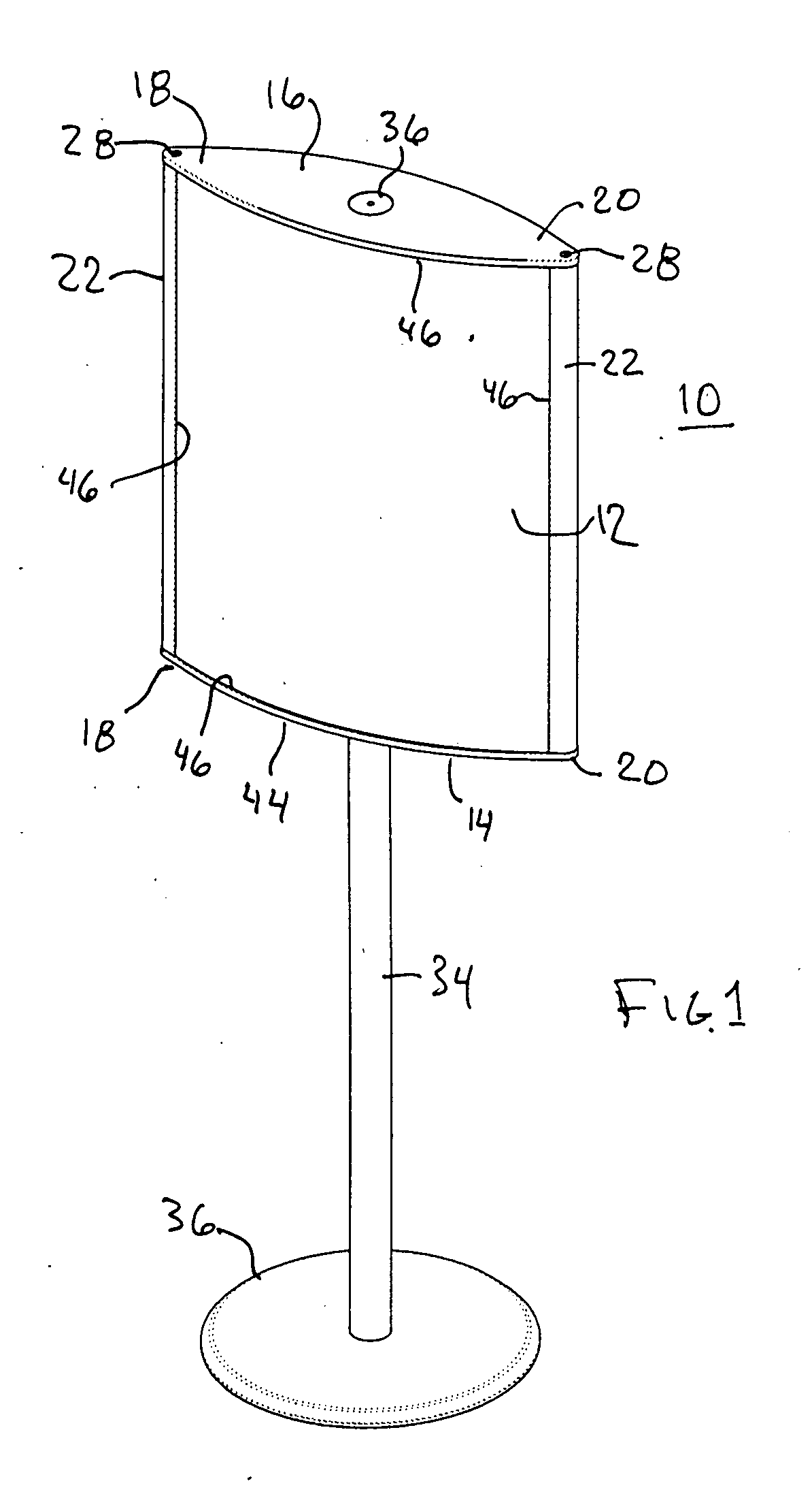 Curved stand display arrangement