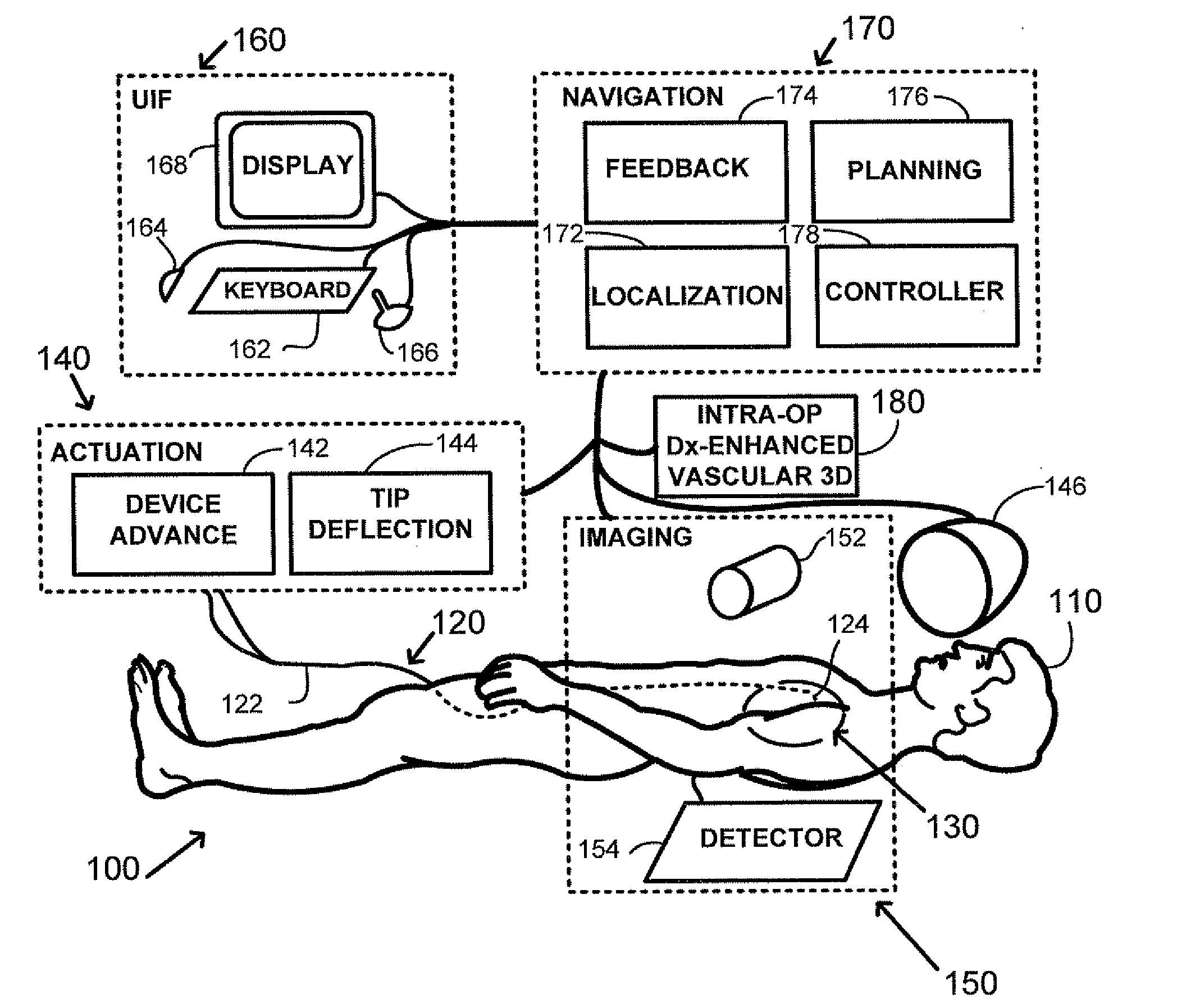 Method and apparatus for remotely controlled navigation using diagnostically enhanced intra-operative three-dimensional image data