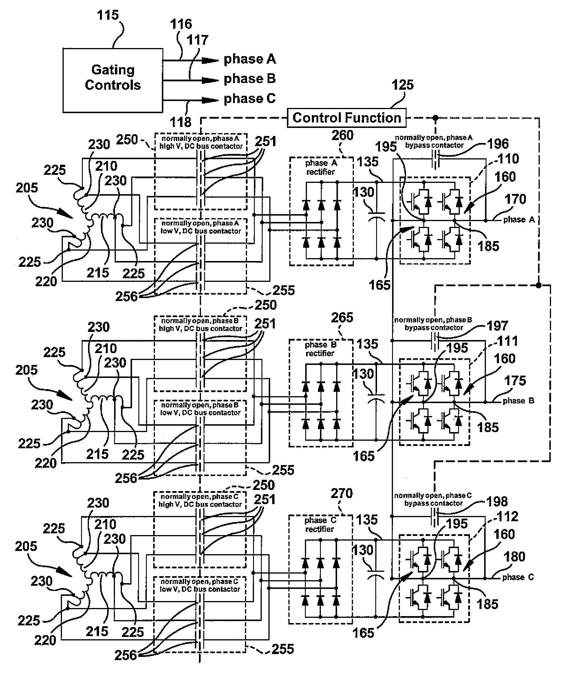 Dual voltage wye-connected H-bridge converter topology for powering a high-speed electric motor