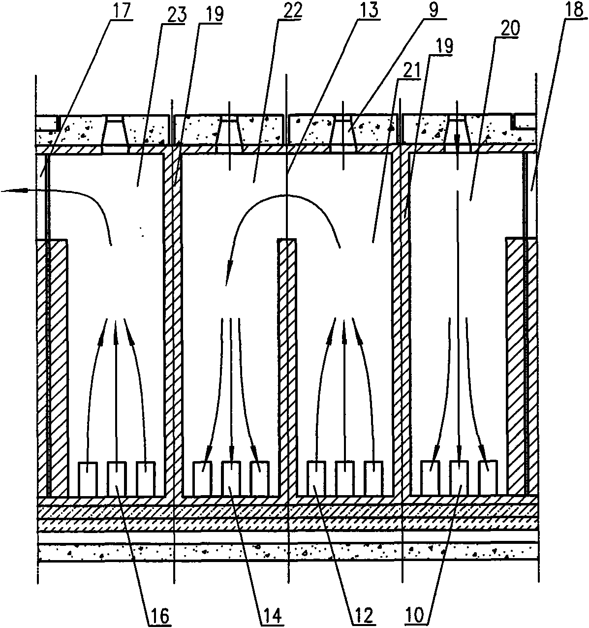 Heating structure at bottom of bin of aluminium anode baking furnace