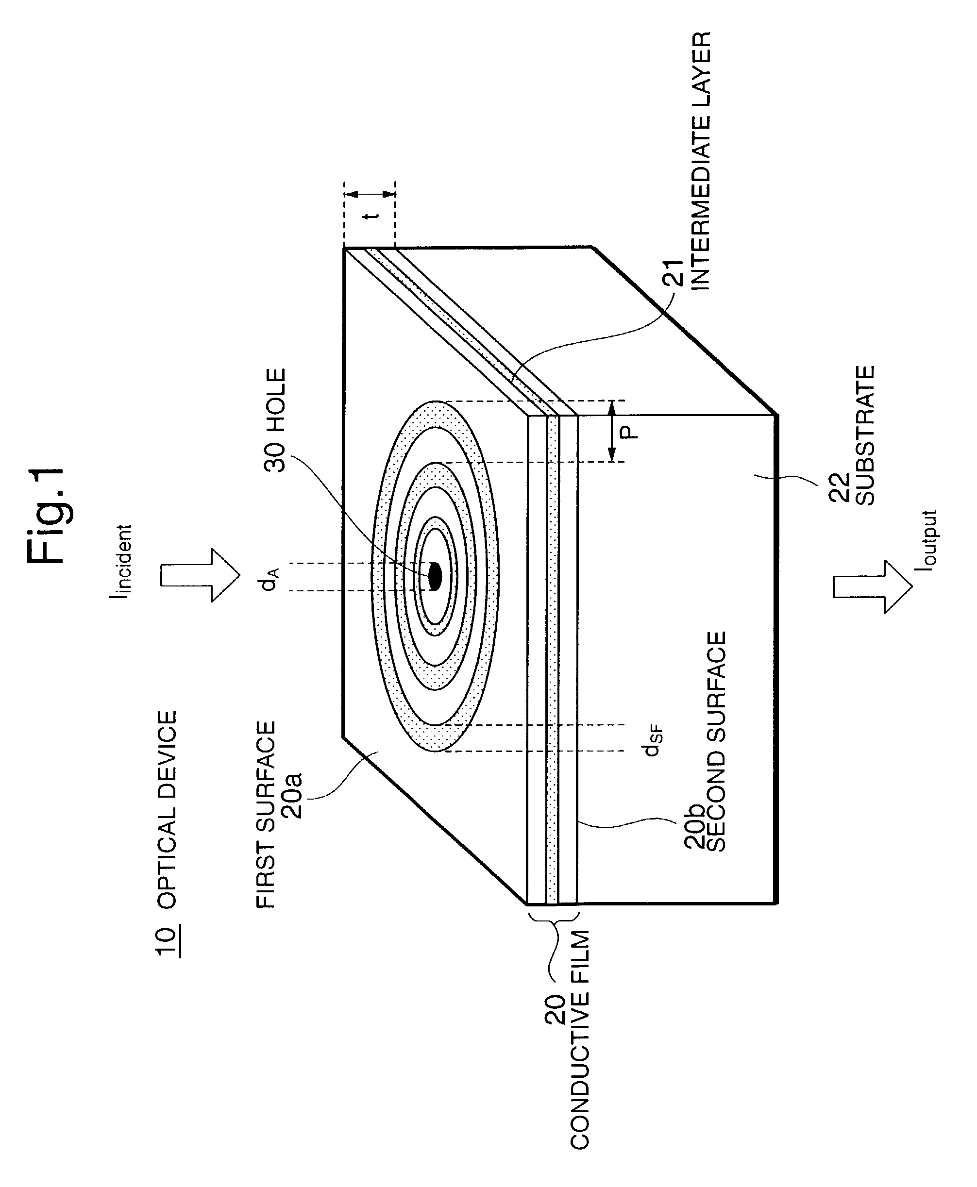 Optical head and optical device for enhancing the intensity of a transmitted light