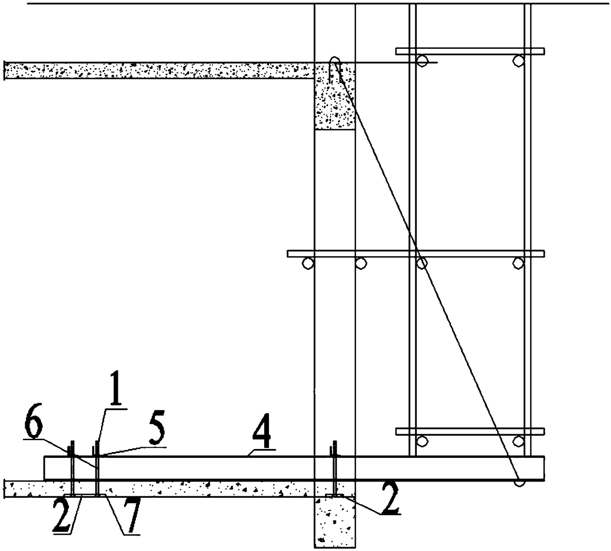 Recycling building cantilever scaffold fixed device and application method