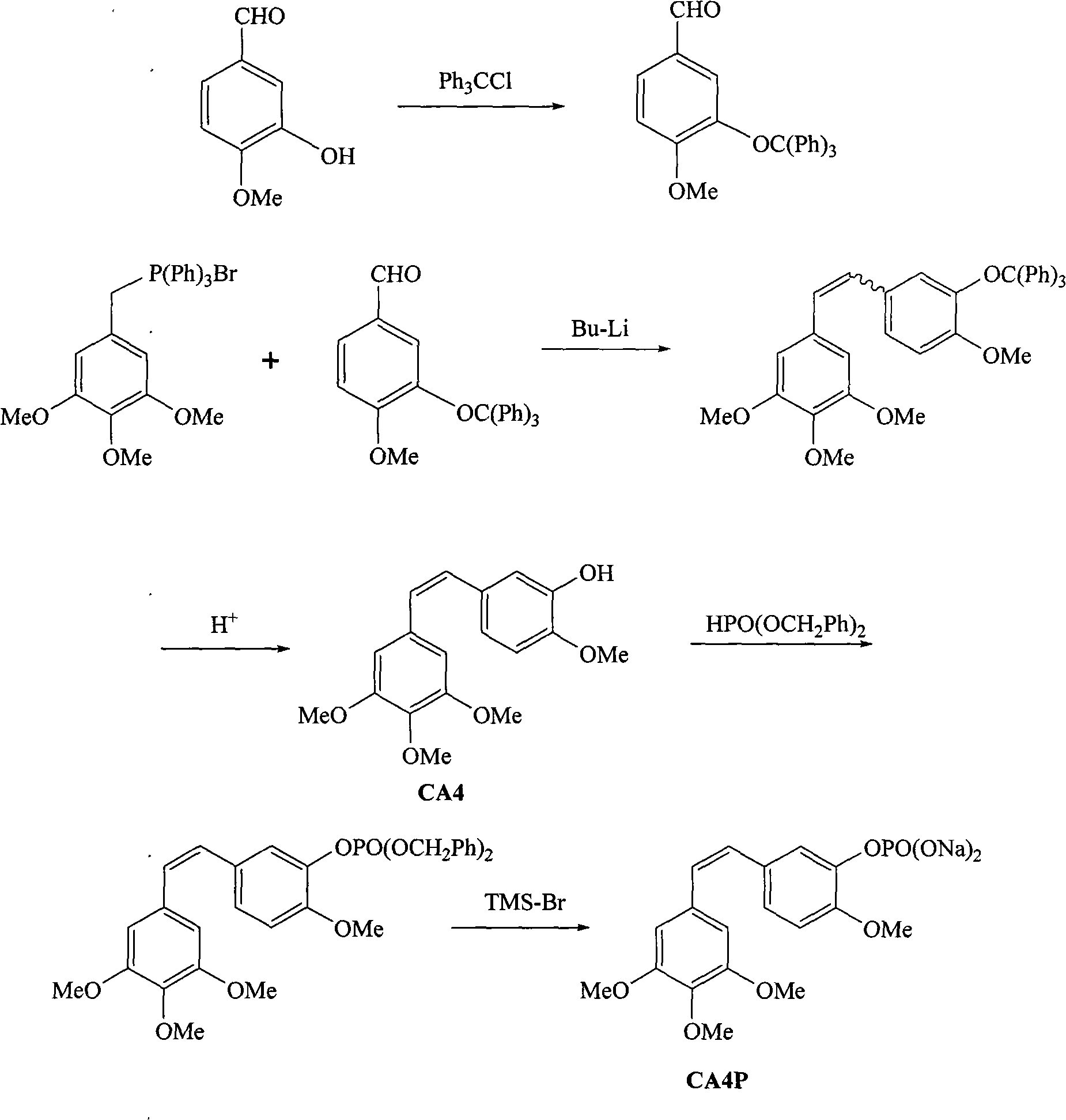 Method for synthesizing CA4P