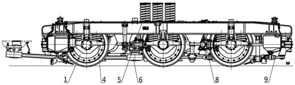 A locomotive three-axle radial bogie