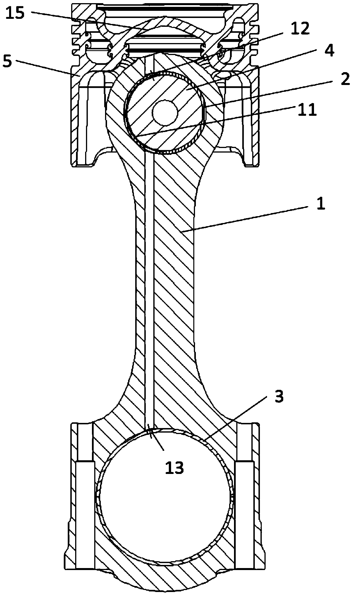 Connecting rod assembly capable of reducing thermal load of piston