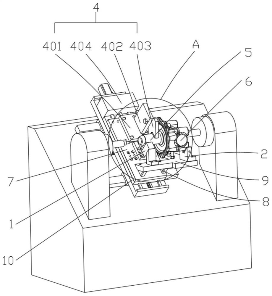 A center hole punching device for milling end face of steering knuckle 45° inclined bed