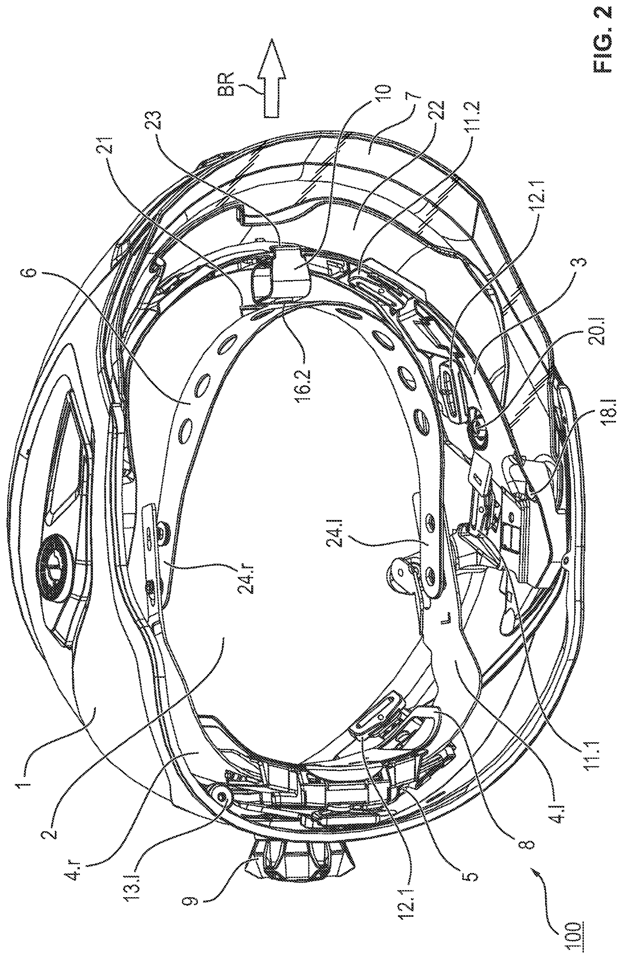 Safety helmet with mechanical coding for plug connections between the inner lining and the bearing structure