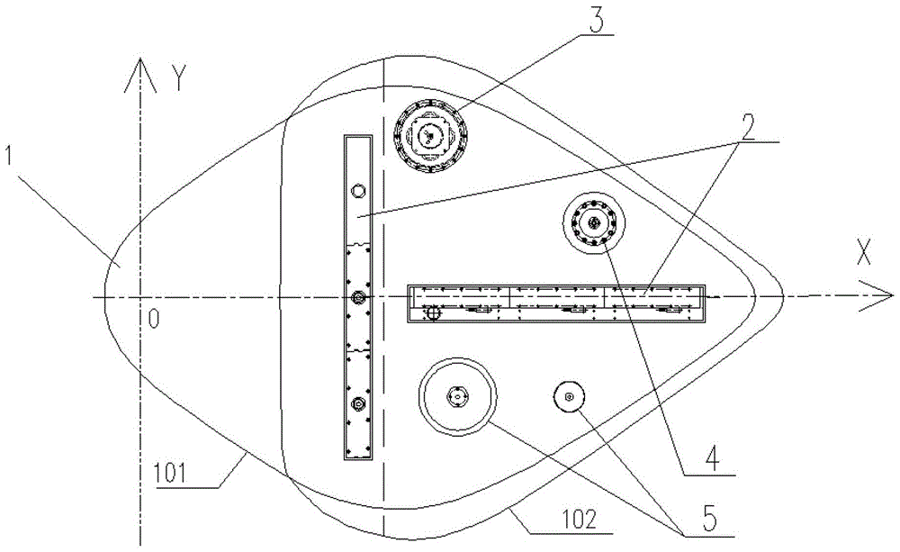 Transducer compartment at the bottom of a ship