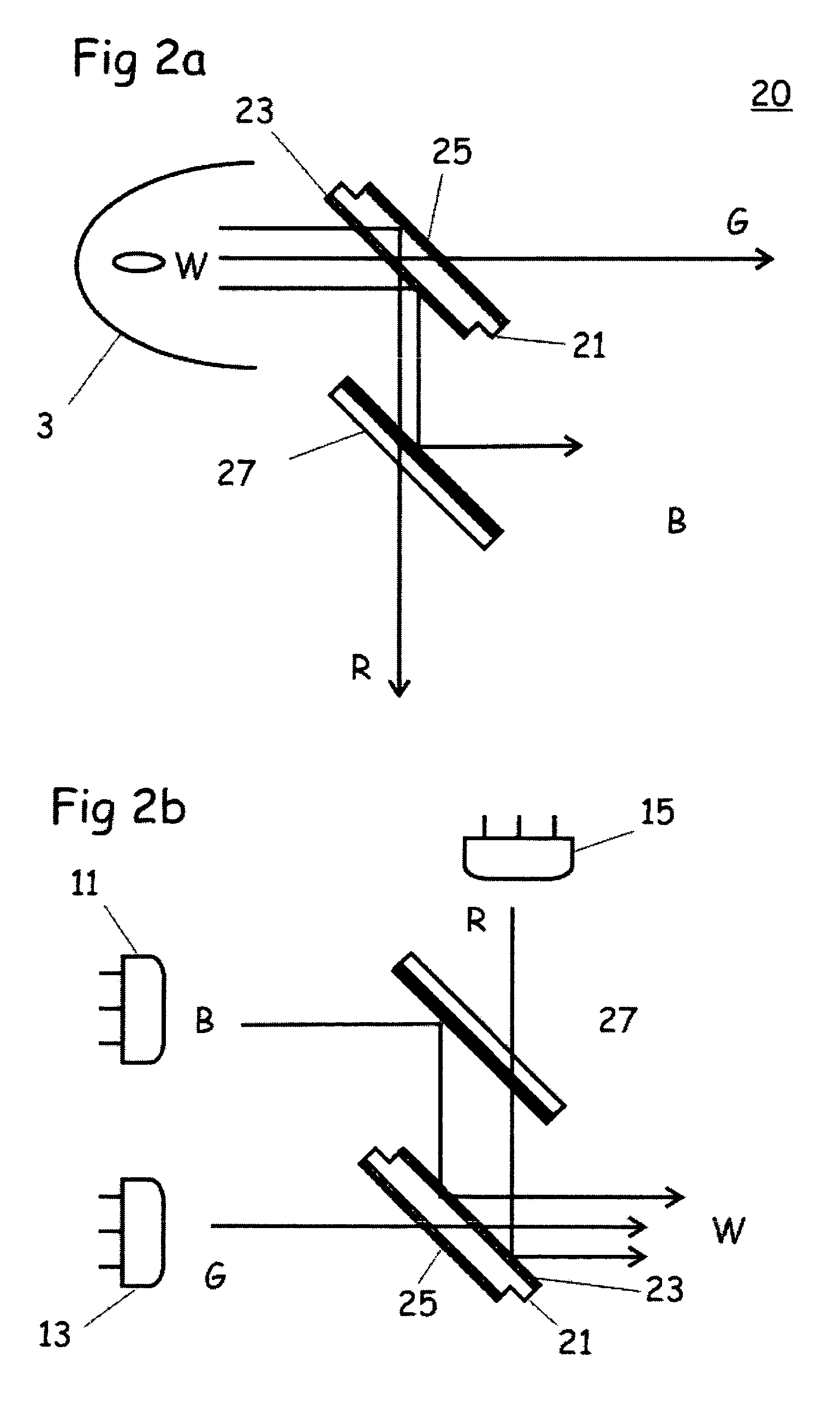 Device for combination of light of different wavelengths