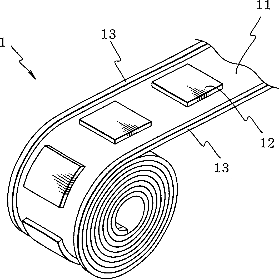 Connecting tape for semiconductor chip loading, carrier and package for semiconductor chip