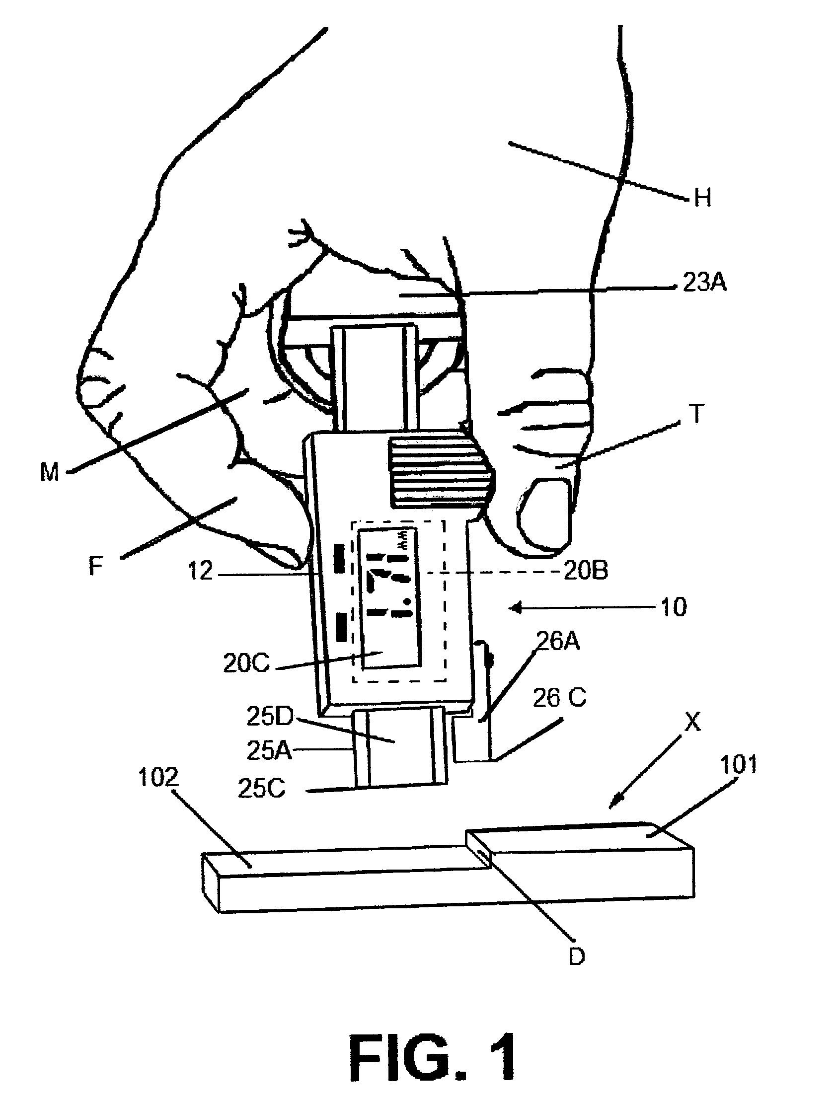 Apparatus for measuring step height or depth against another surface