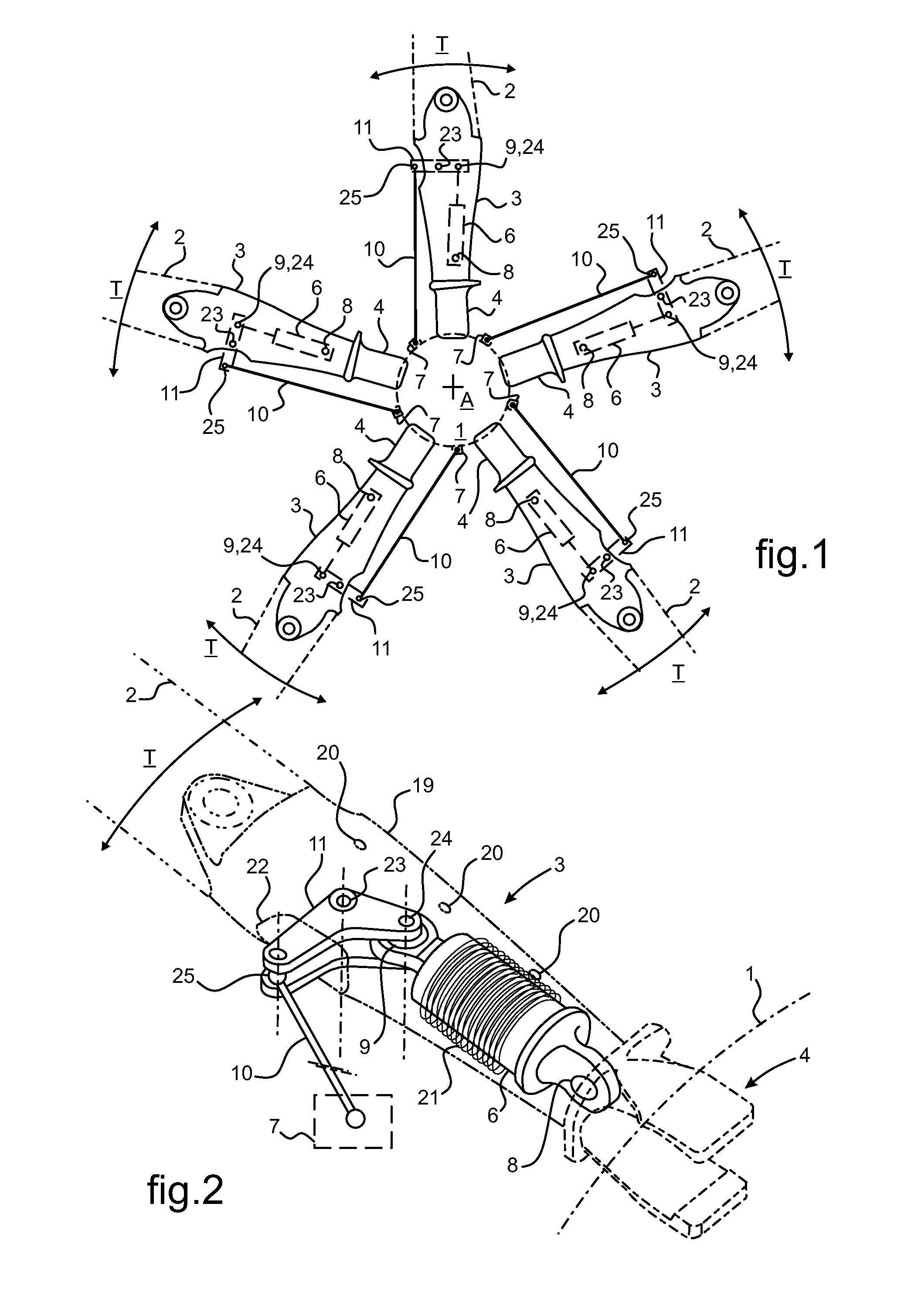 Rotorcraft rotor fitted with lead-lag dampers housed in sleeves connecting blades to a hub of the rotor