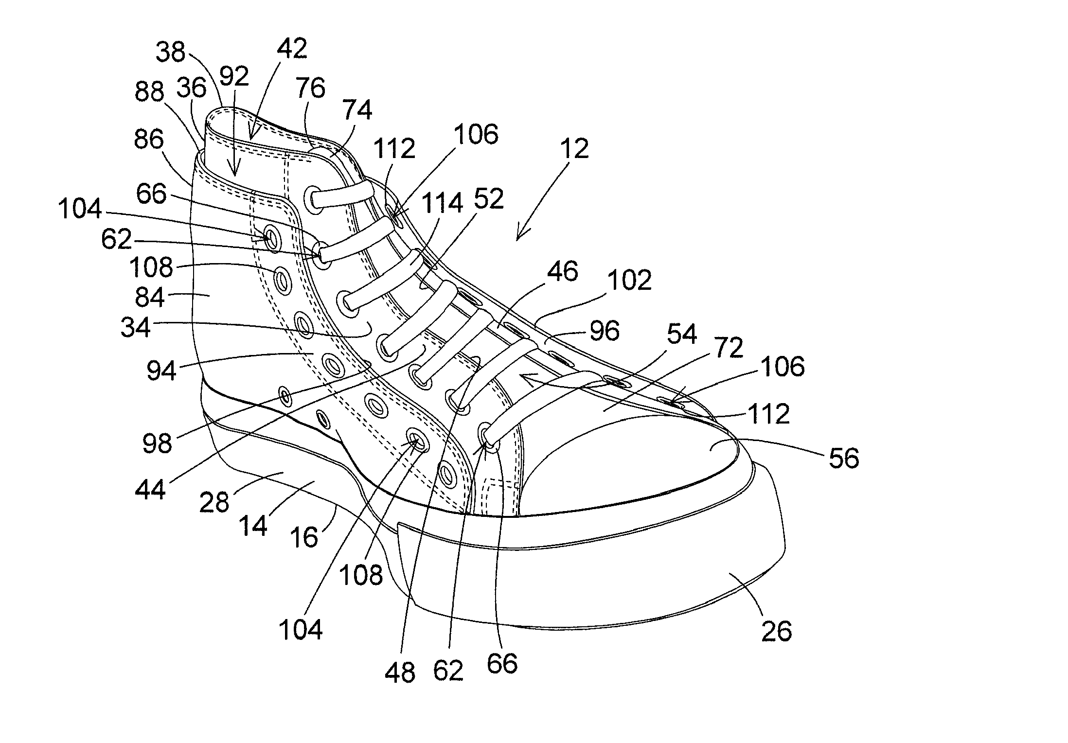 Shoe construction with double upper