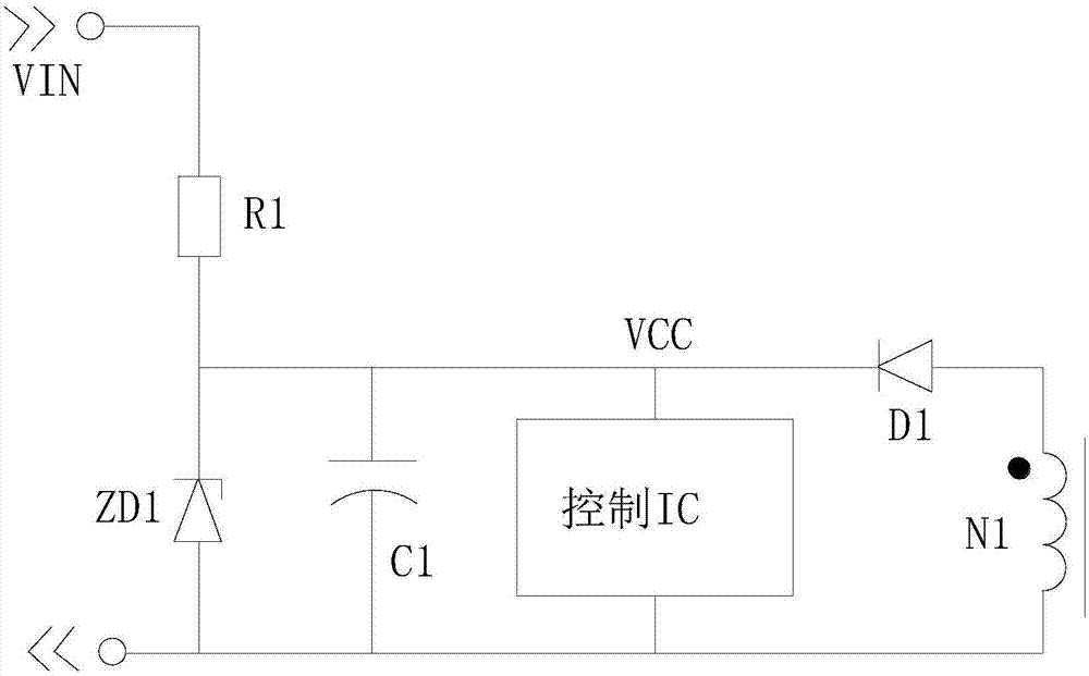 Starting circuit of PWM chip of super-wide voltage auxiliary power supply
