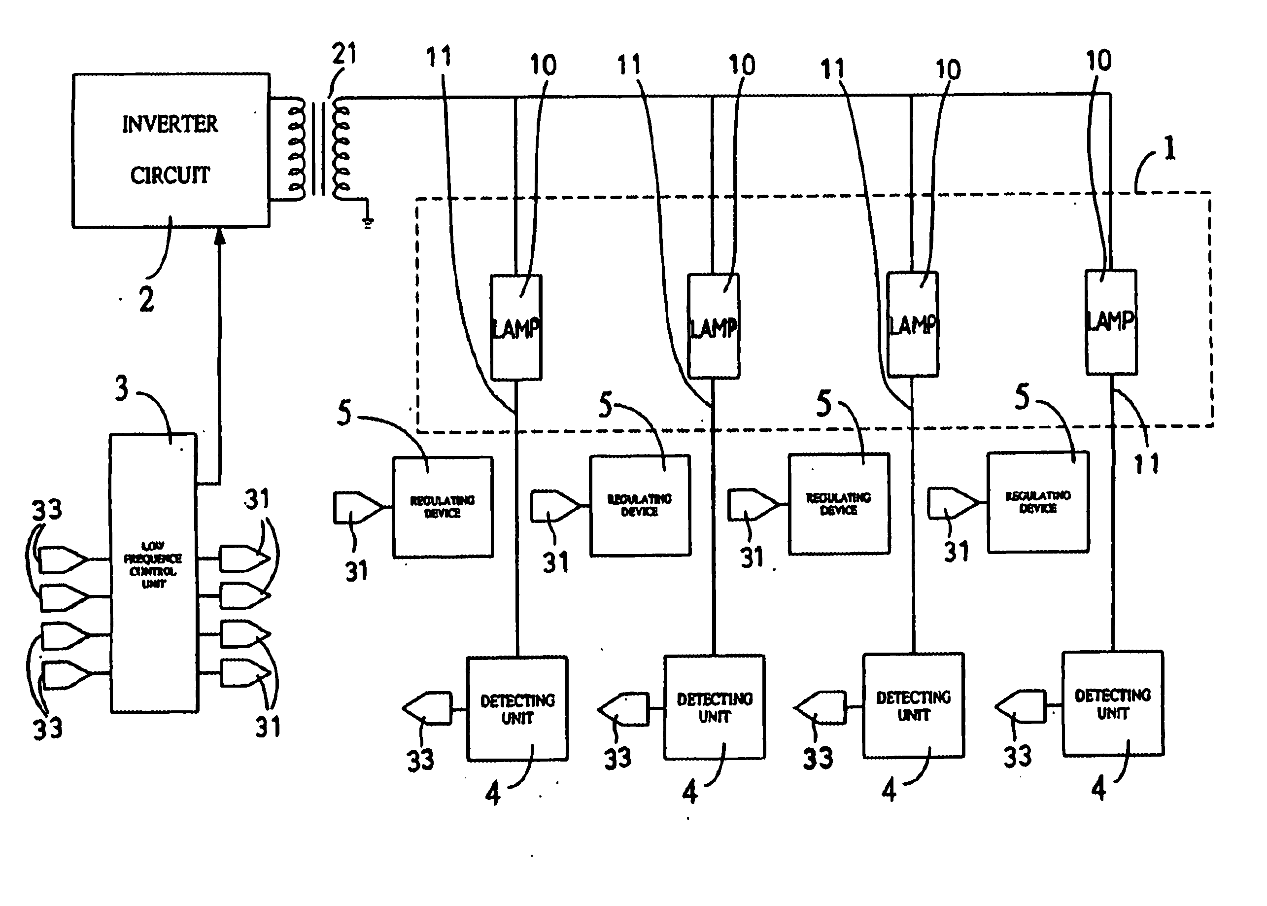 Multi-lamp actuating facility