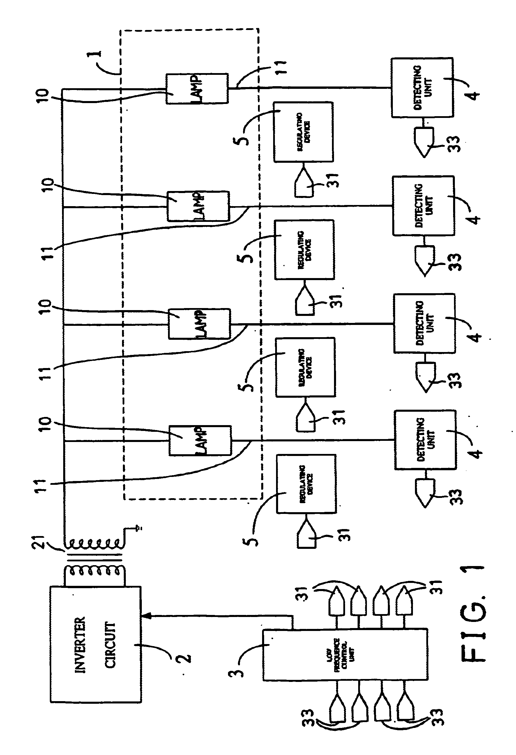 Multi-lamp actuating facility