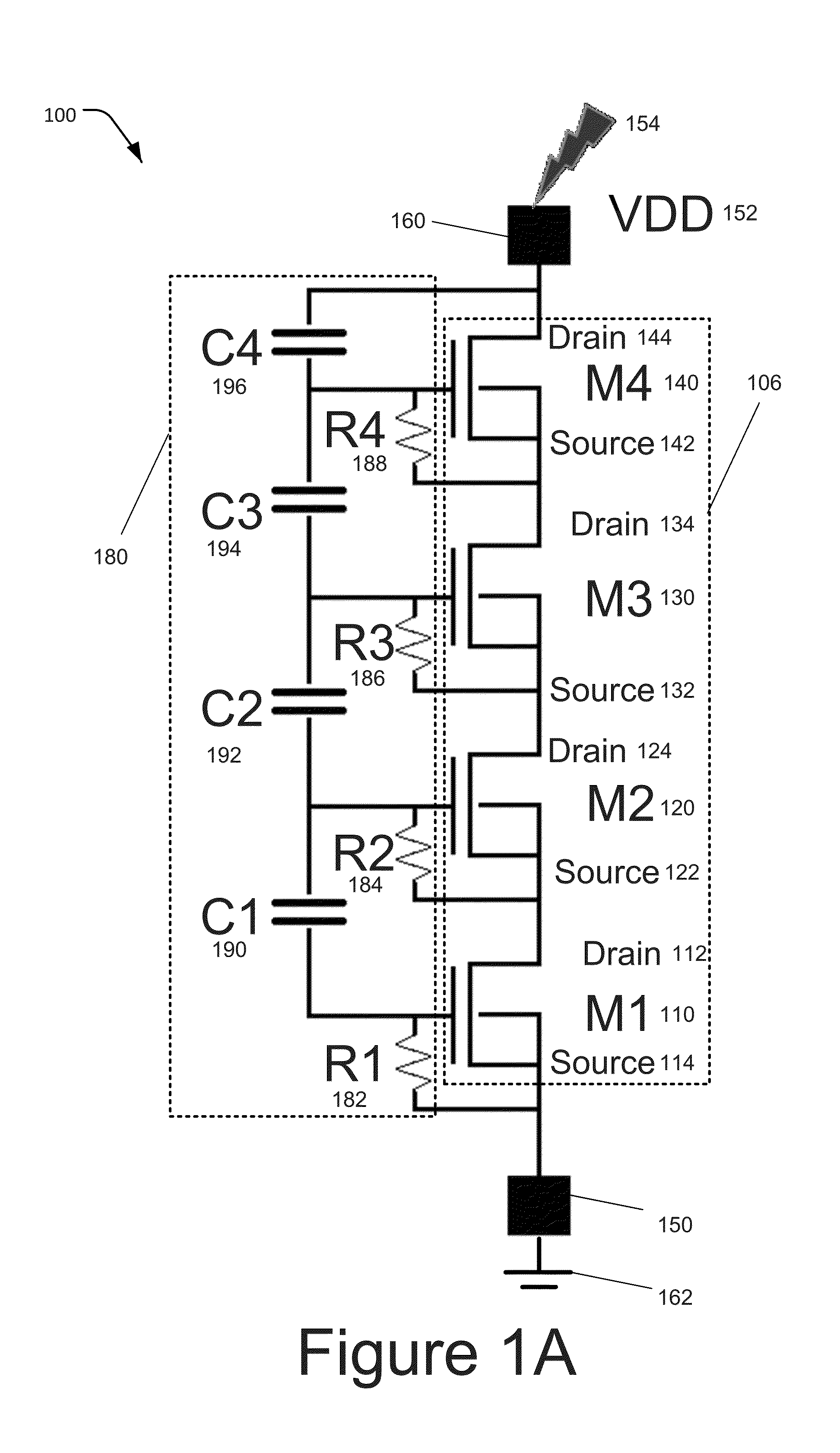 Rc-stacked mosfet circuit for high voltage (HV) electrostatic discharge (ESD) protection