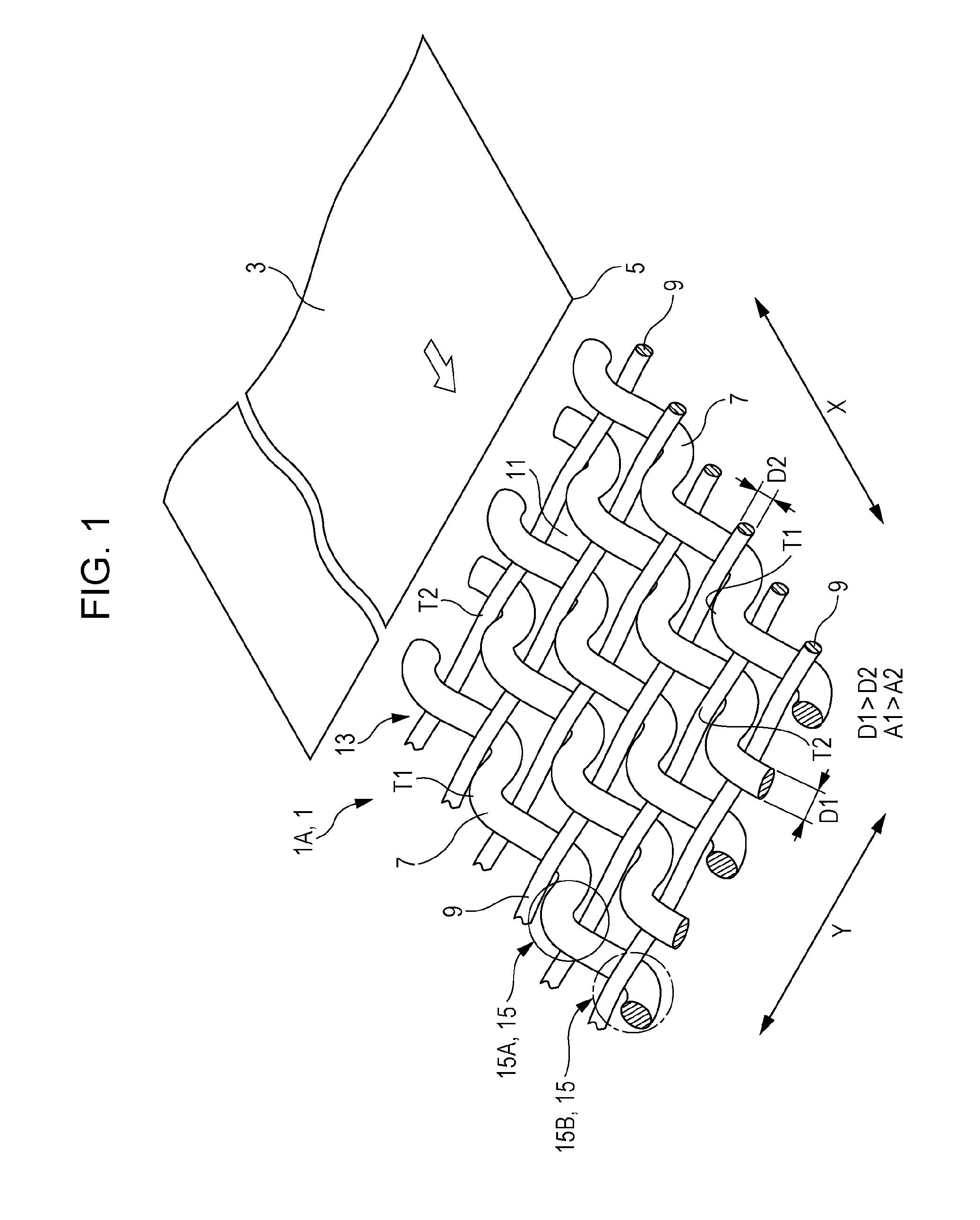 Mesh member, method of producing mesh member, and liquid discharging apparatus