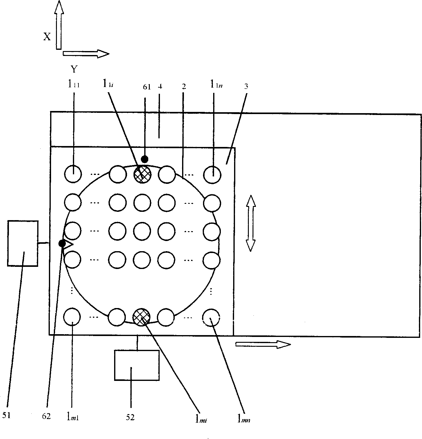 Array type optical probe scanning IC photoetching method