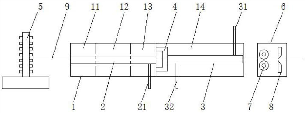 High-temperature alloy wire straightening and shearing device