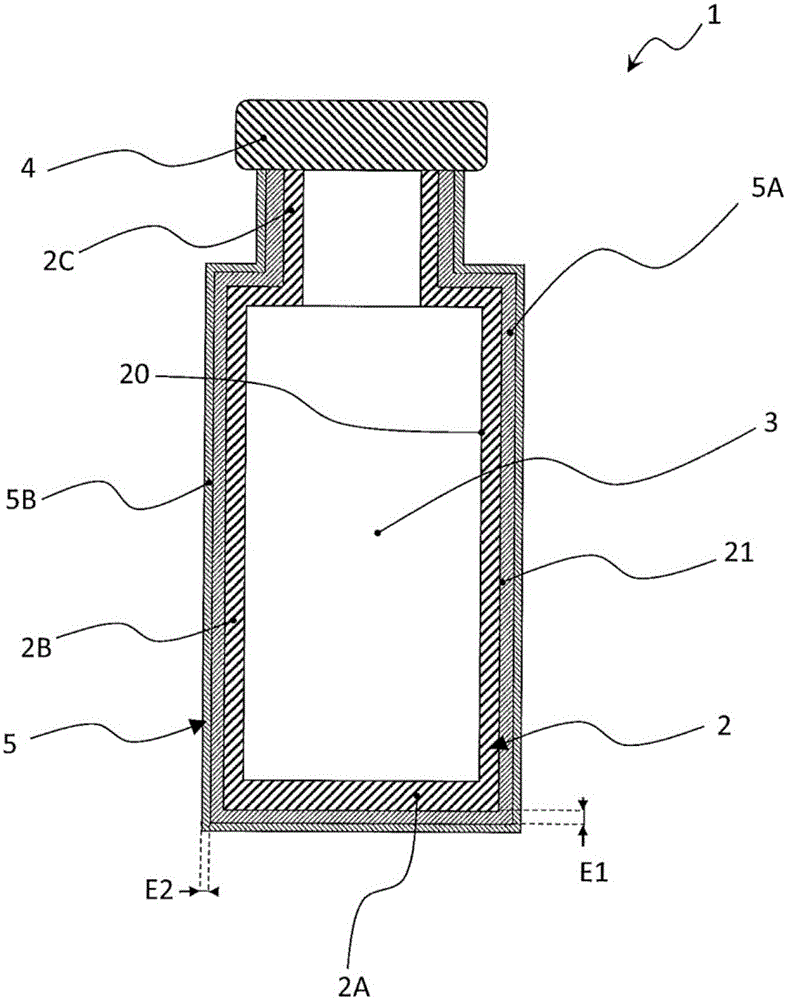Container covered with a protection and retention coating, a kit for manufacturing protection and retention coating, and related manufacturing method