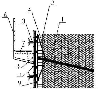 A large formwork support method for constructing concrete retaining walls without anchors