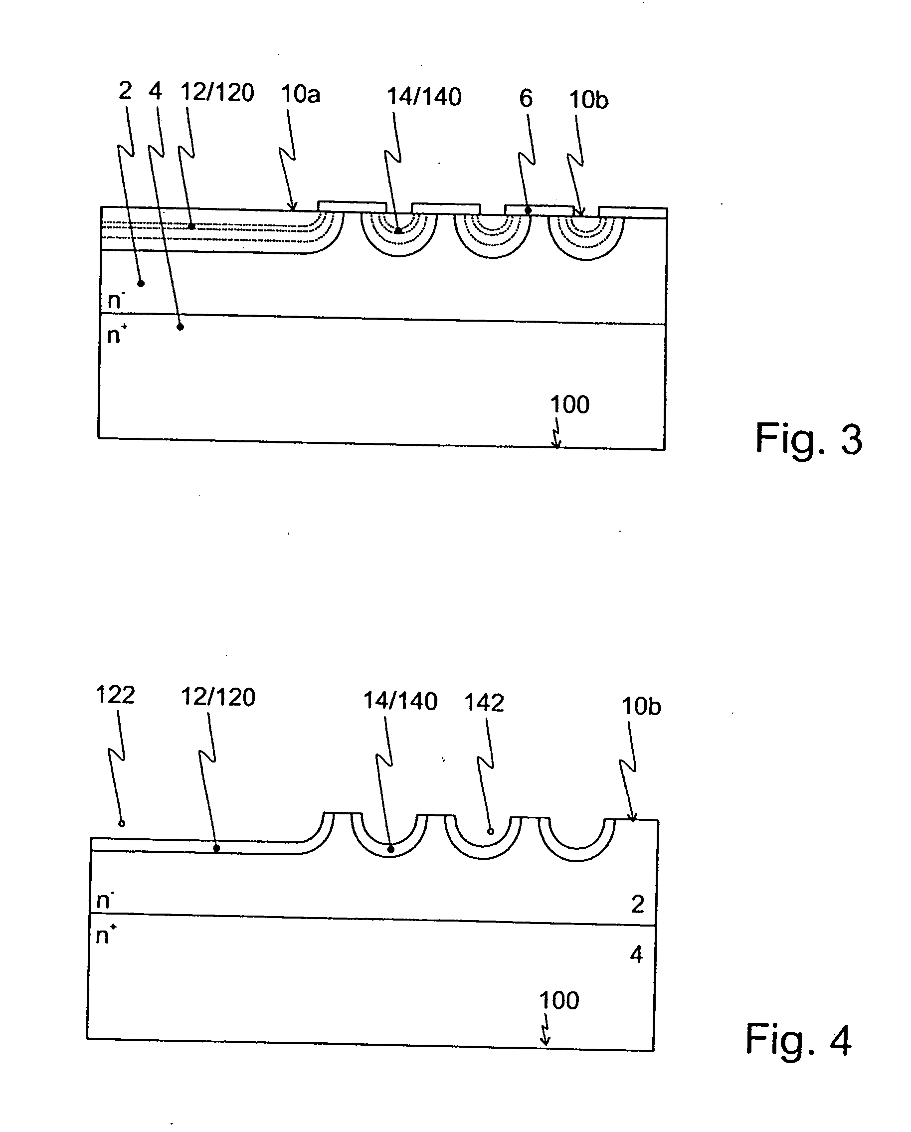 Power semiconductor component with trench-type field ring structure