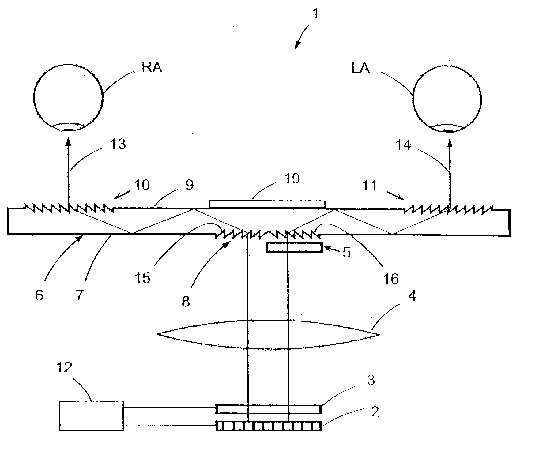 Display unit, and displaying method for the binocular representation of a multicolor image