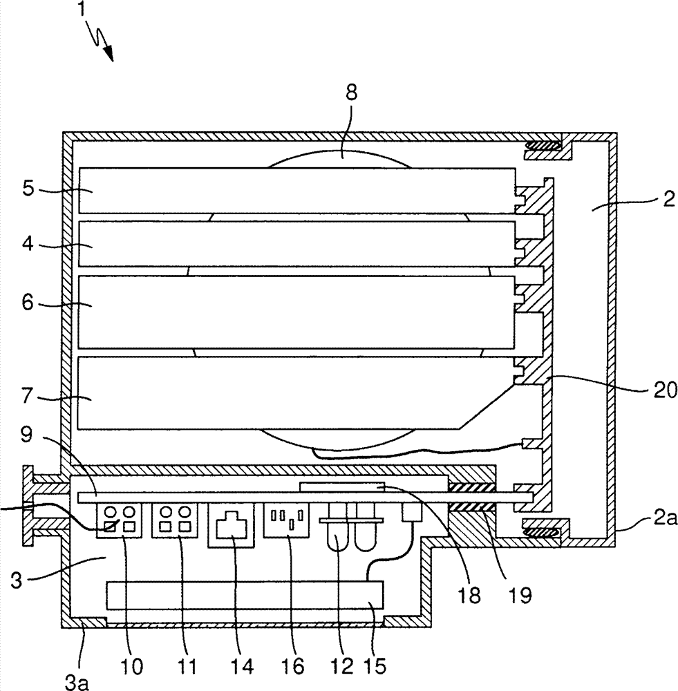 Electronic device comprising a housing for receiving electronic components, preferably a process transmitter