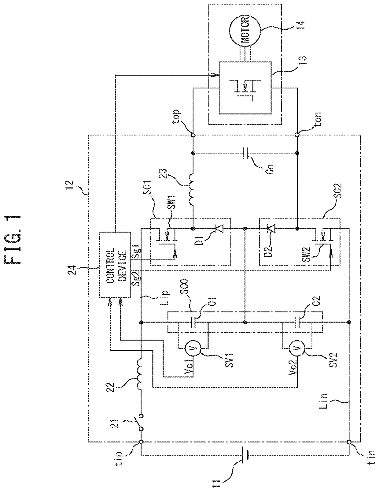 Step-down chopper circuit having bypass elements