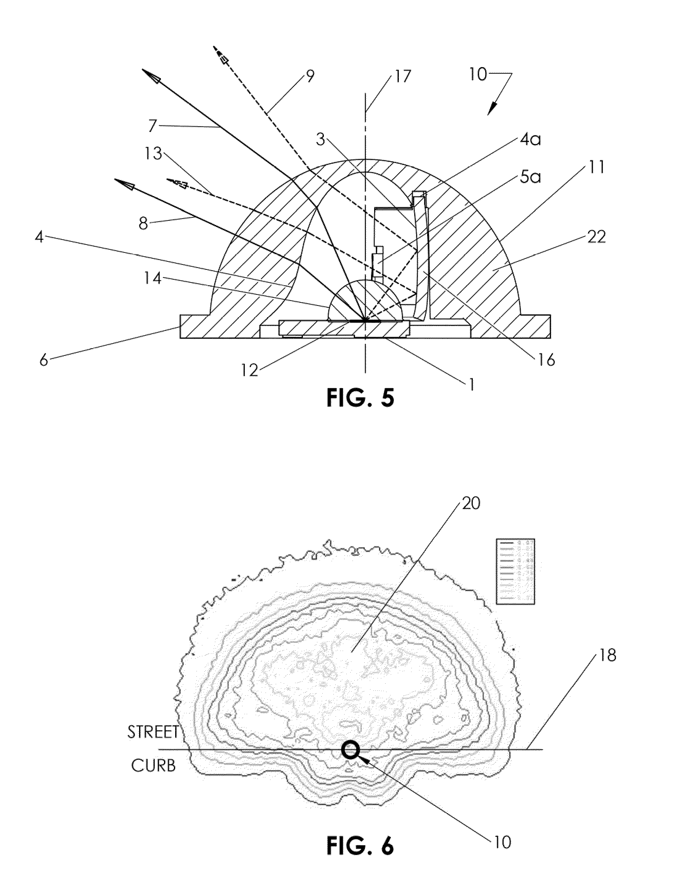 LED Devices for Offset Wide Beam Generation
