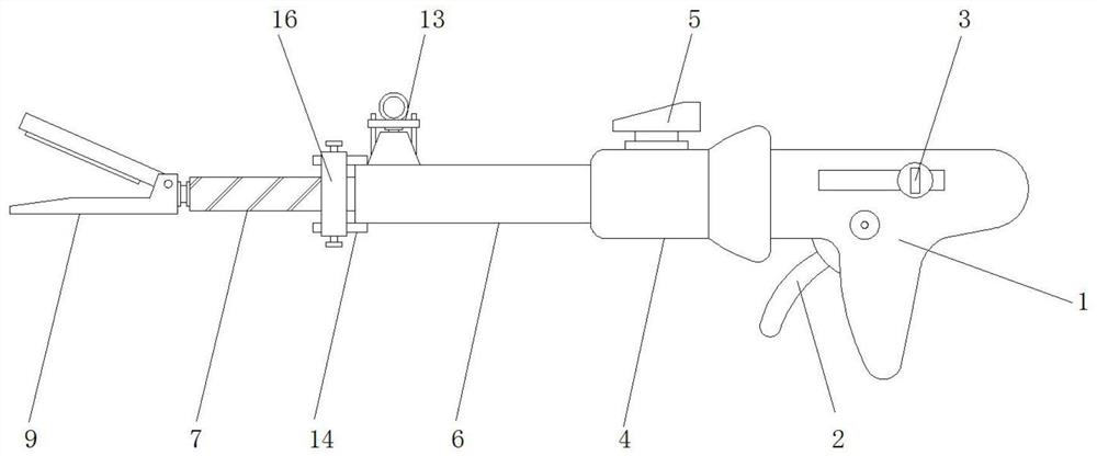 A laparoscopic cutting stapler with length adjustment function